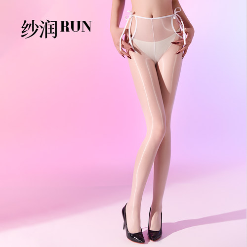 绑带女极光丝滑无腰超薄透视丝袜