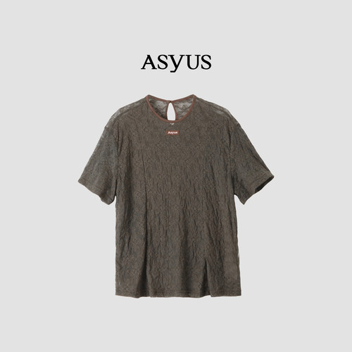 【新品】 ASYUS 2026夏季新款 女装蕾丝圆领休闲短袖T恤