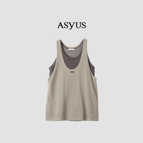【新品】ASYUS 2026夏季 假两件条纹长款宽松背心