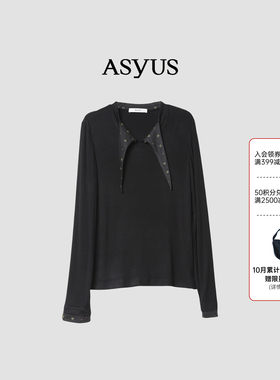 【新品】 ASYUS 2026冬季领结撞色T恤长袖柔美利落气质女