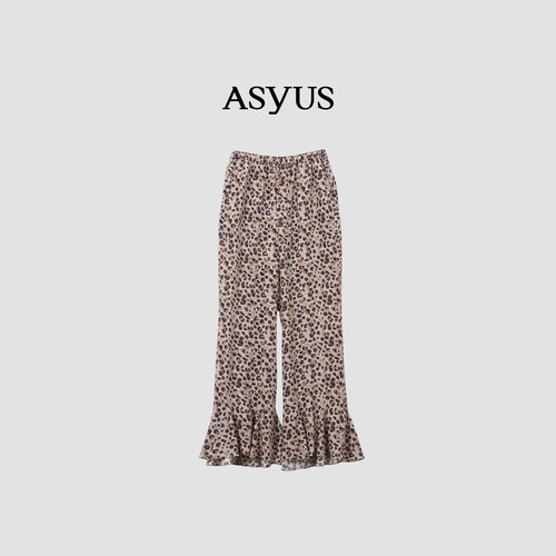 【新品】 ASYUS 2026夏季新款 女装豹纹印花喇叭裤休闲长裤
