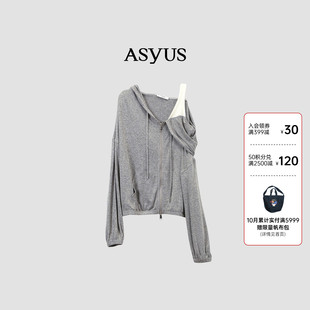 【新品】ASYUS 2026秋季宽松休闲个性假两件女士露肩针织外套