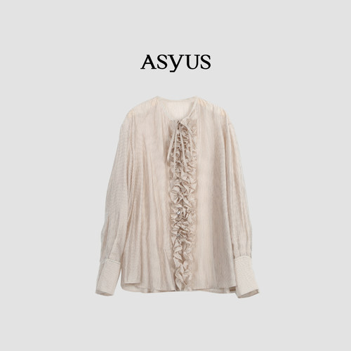 ASYUS设计师品牌 冬季精美浪漫朦胧荷叶花边女士衬衫