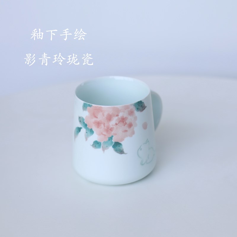 子木办公室玲珑瓷猫咪马克杯景德镇生日礼物情侣水杯可爱陶瓷水杯