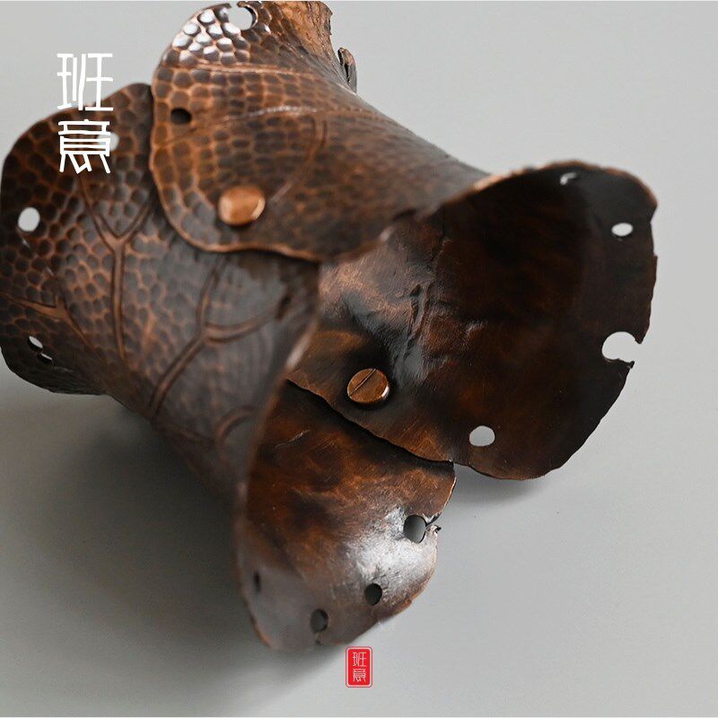 日式手工铜茶盖置创意百福茶滤架茶漏架茶托功夫茶具配件