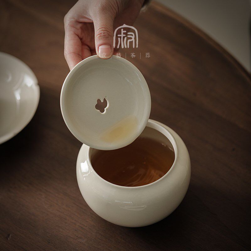 寂艺草木灰桌面茶渣桶简约笔洗带盖茶洗大号建水水盂茶具茶道零配