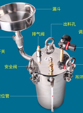 压力桶储胶灌SU304不锈钢点胶压力桶带漏斗液位 点胶设备订制规格