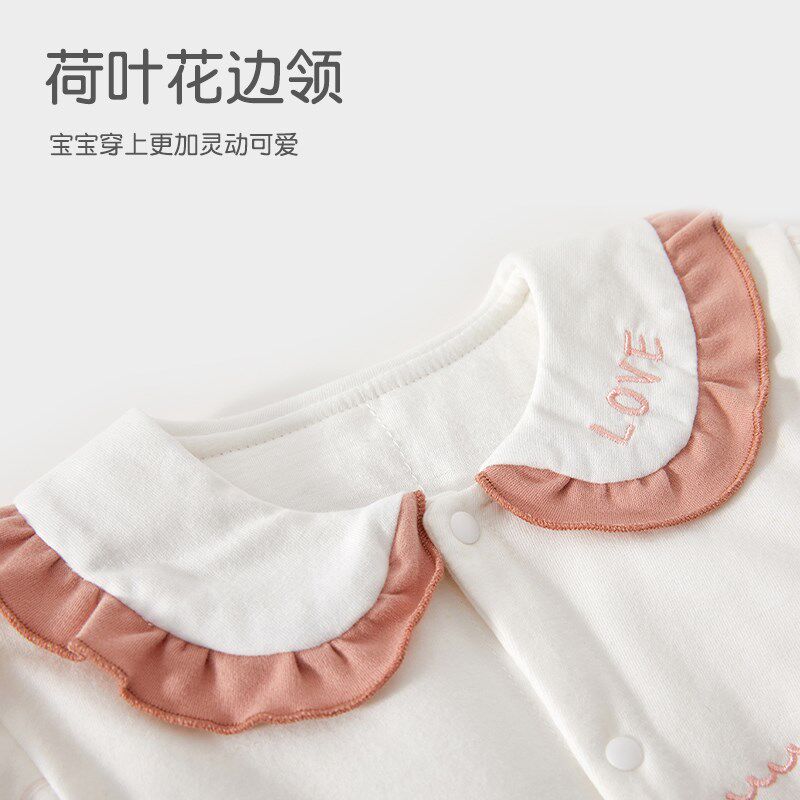 婴儿连体衣秋冬夹棉保暖女宝宝冬季薄款棉衣爬服外出衣服a类春装6