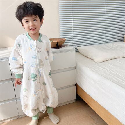 春夏秋冬四季优选天竹宝宝睡袋竹棉可拆袖前六后四儿童纱布防踢被