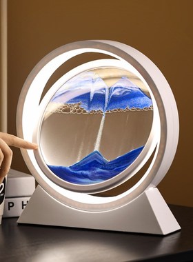 创意流沙画夜灯桌面沙漏摆件客厅电视柜卧室轻奢家居饰品生日礼物