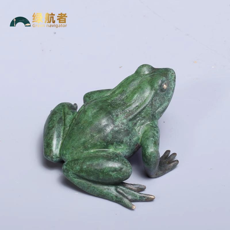 精黄铜把玩件青蛙手把件个性创意桌面小摆件禅意香插茶宠文玩礼品