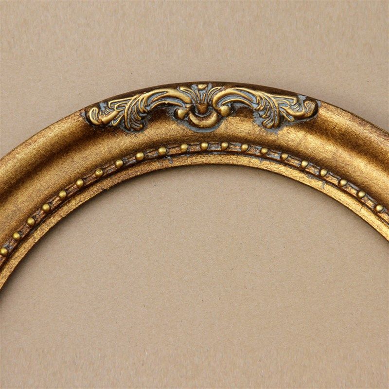 圆形画框定制 椭圆形相框带玻璃 简约金色复古画框框宽度7cm