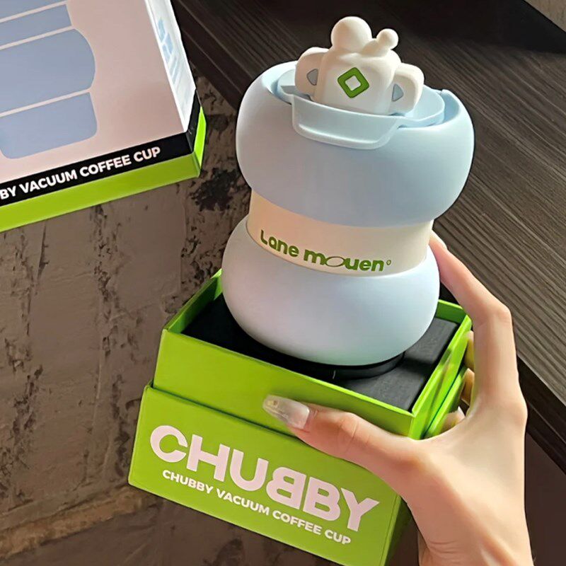 览萌圈圈杯保温杯随行杯子送礼物咖啡杯女生高颜值情侣卡通个性
