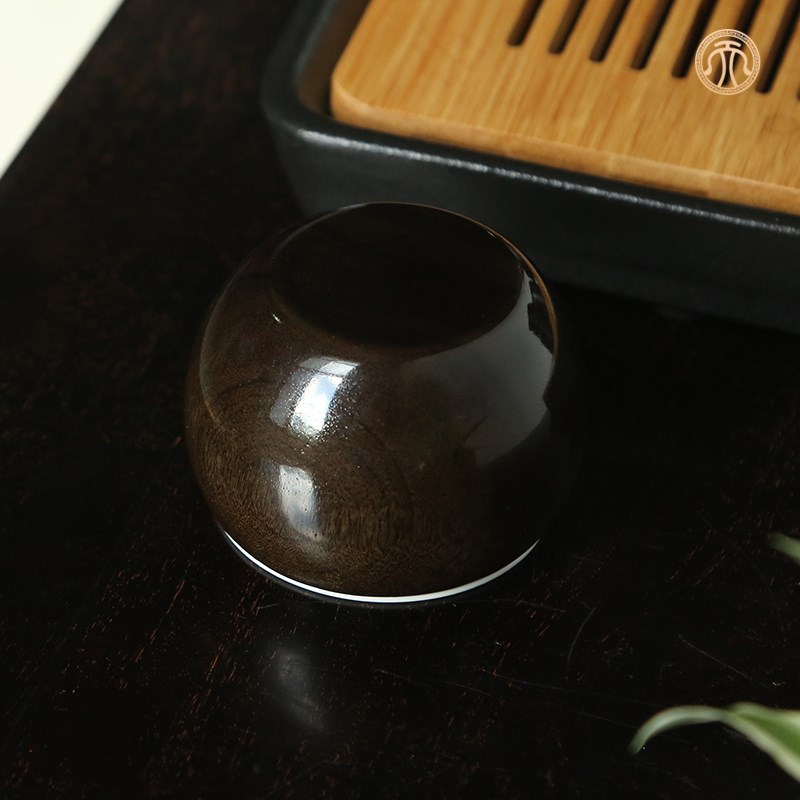 收藏版阴沉木金丝楠把玩主人杯个人专用高档茶杯中陶瓷创意喝茶