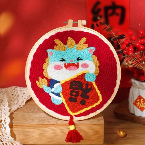 俄罗斯戳戳绣diy手工龙年材料包新年搓搓绣新款毛线画喜庆戳戳乐