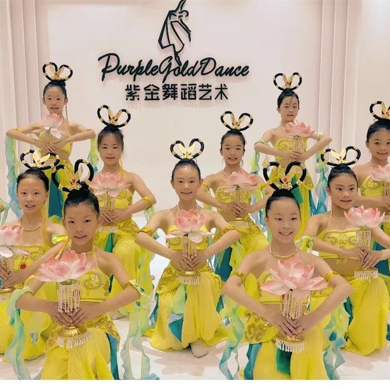 宫灯舞水月洛神舞蹈表演出服丝路天妙音反弹琵琶敦煌飞天服装儿童