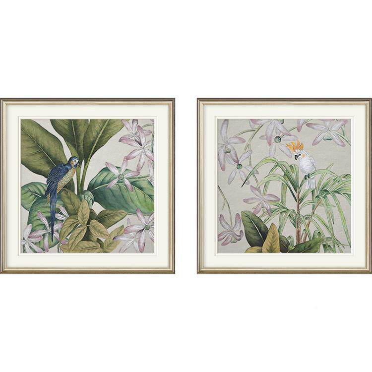美式厅挂餐画简美村客厅装饰画高级MAW感乡现代花卉植两物法式联