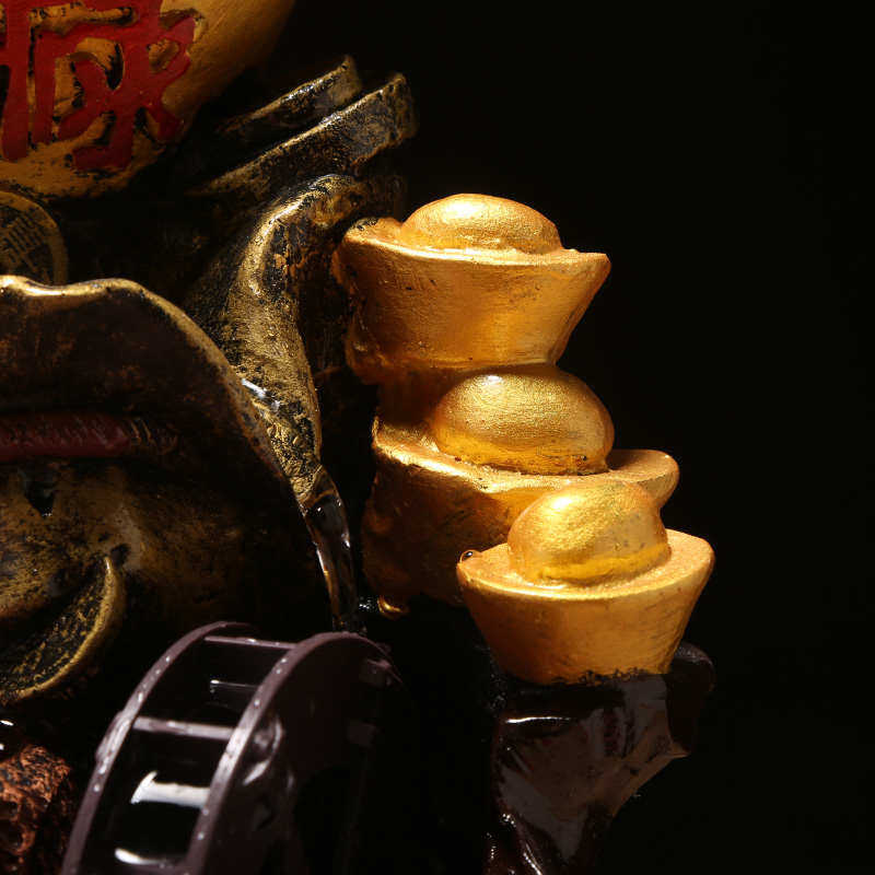 金盆满钵福禄一身吉祥水轮聚宝盆流水元宝礼品家居摆件