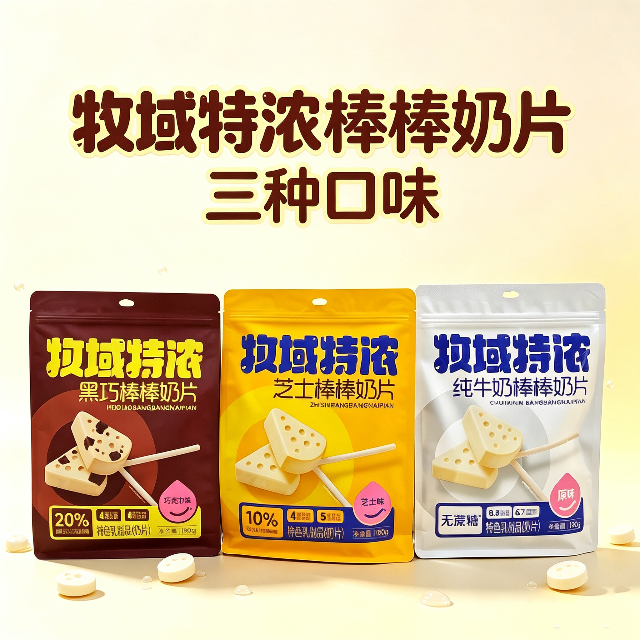 牧域特浓棒棒奶片牛奶棒巧克力味芝士味原味内蒙古特产休闲零食