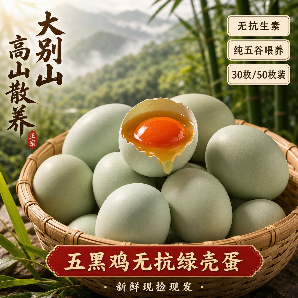 大别山绿壳散养土鸡蛋新鲜农家蛋鲜蛋乌鸡蛋无菌无抗柴鸡蛋30枚
