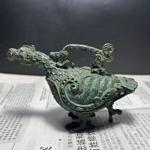 仿古鸟尊古摆件青铜器酒器铜家居工艺品博古架古玩收藏