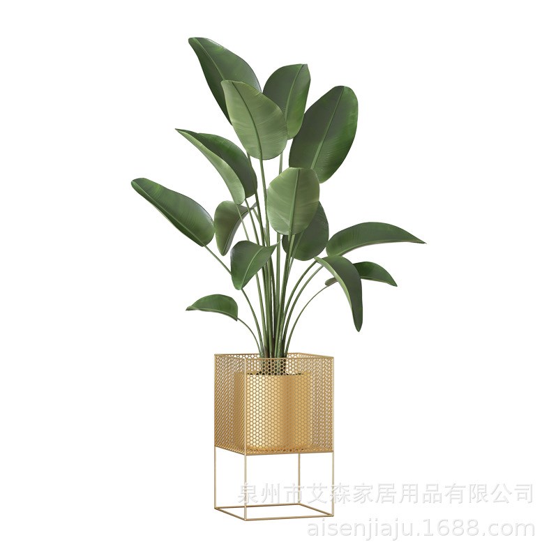 网格北欧风格款铁艺花架支架花盆室内装饰客Q厅置物架植物架子