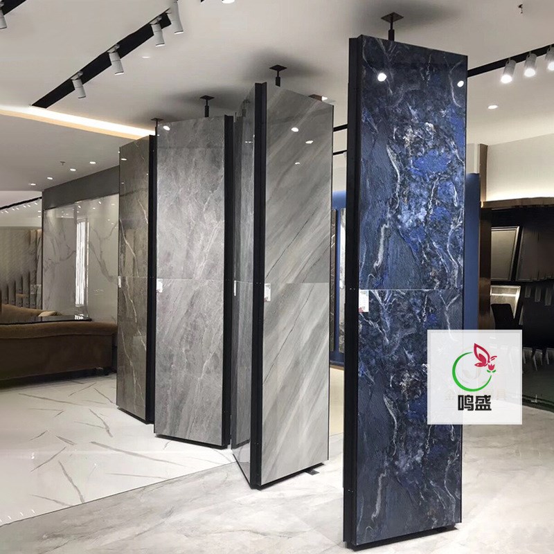 三面旋转瓷砖木地板展架多功能落地式立式艺术S漆涂料样品展示柜