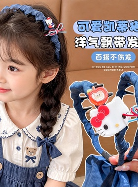 女童KT猫牛仔防滑不勒头发箍