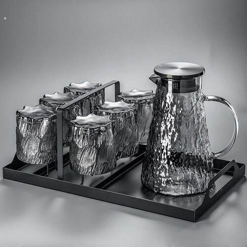 网红冰川纹玻璃家用客厅家庭杯具冷水壶喝水杯子泡茶杯套装待客用