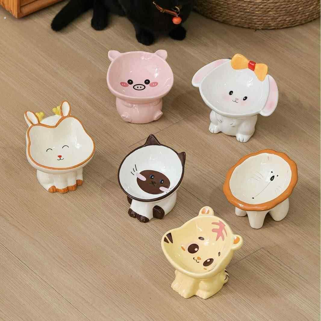 猫碗陶瓷保护颈椎饮水碗宠物用品可爱斜口防打翻狗狗饭碗猫咪食盆