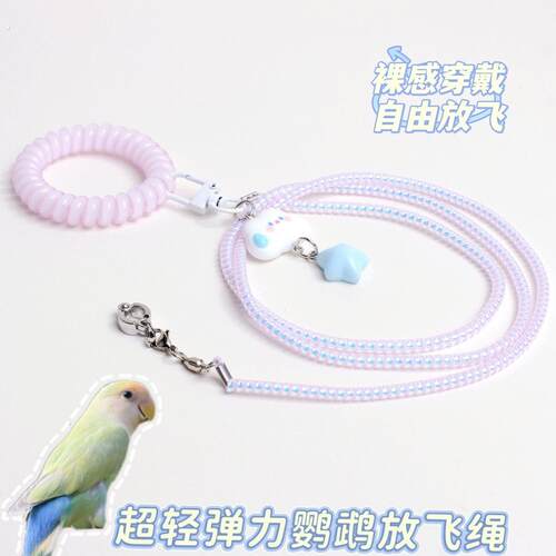 鹦鹉外出牵引绳虎皮牡丹玄凤放飞绳不伤脚镭射伸缩户外遛鸟飞行绳