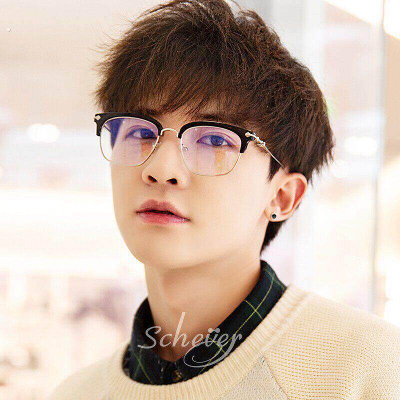 薛之谦同款半框眼镜 男防蓝光抗辐射眼镜 可配近视平光镜