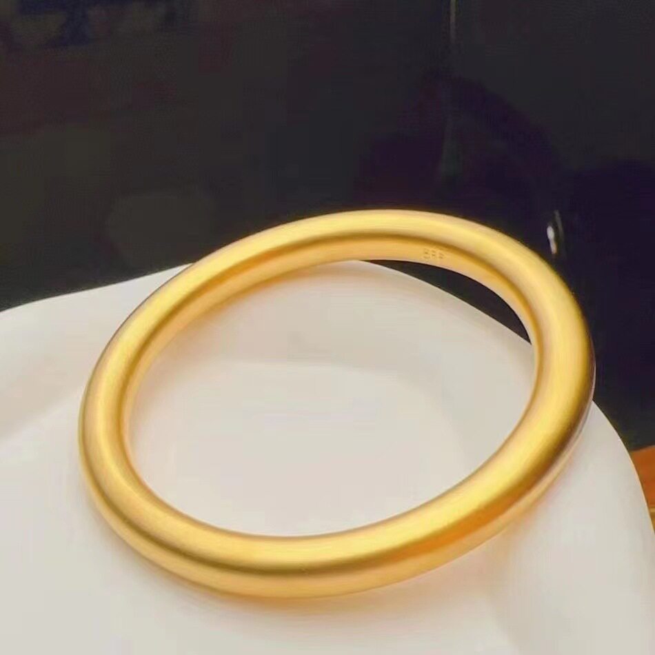 精品新工艺沙金手镯女传承复古法镯子久不掉色仿黄金实心素圈手环图片