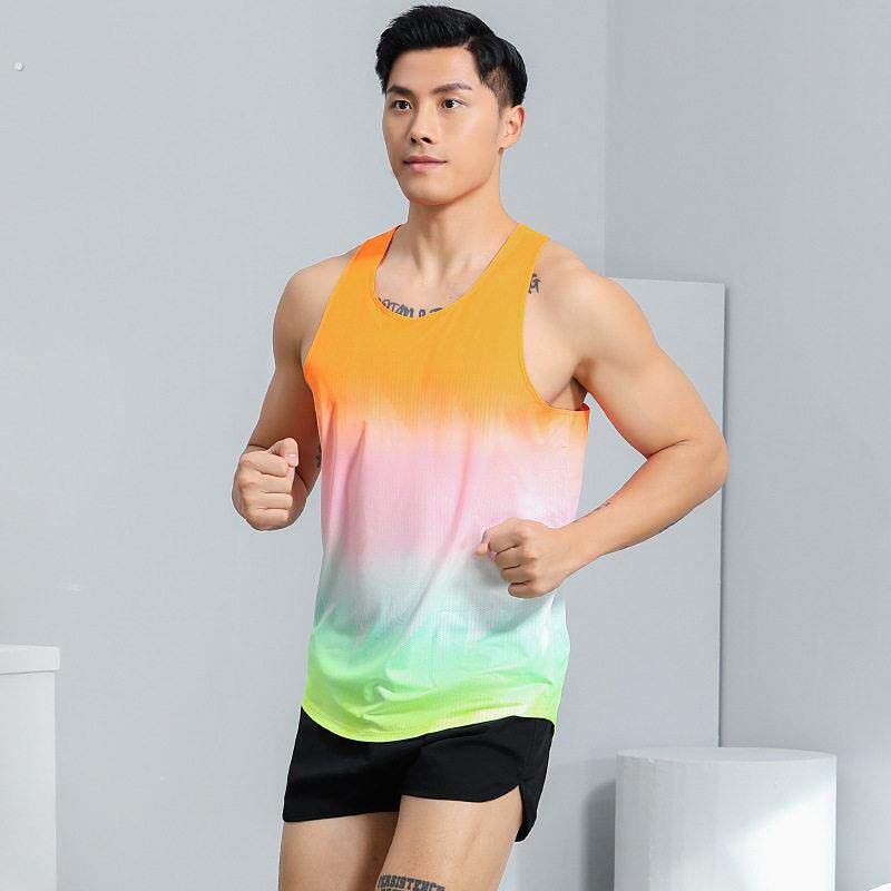 跑步背心男款速干运动健身田径服套装马拉松上衣比赛训练服体育生