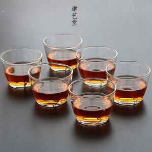 津艺堂六只套装高硼硅玻璃品茗杯加厚耐热小茶碗功夫茶杯纯色杯子