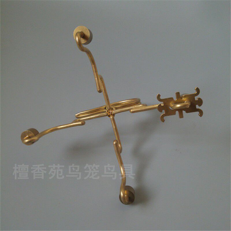鸟笼钩子 百灵大号十三太保钩 画眉挂钩鸟笼配件 手笼纯黄铜包邮