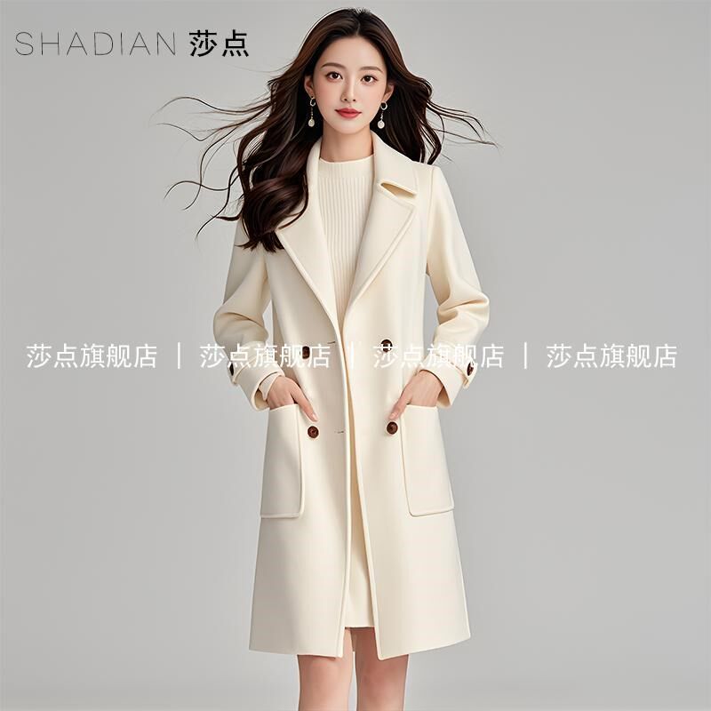 高级感中长款白色毛呢外套西装领女秋冬2024新款洋气气质呢子大衣