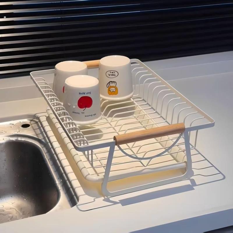 厨房置物架碗碟沥水架日式带托盘餐具收纳层架家用台面水槽控水架