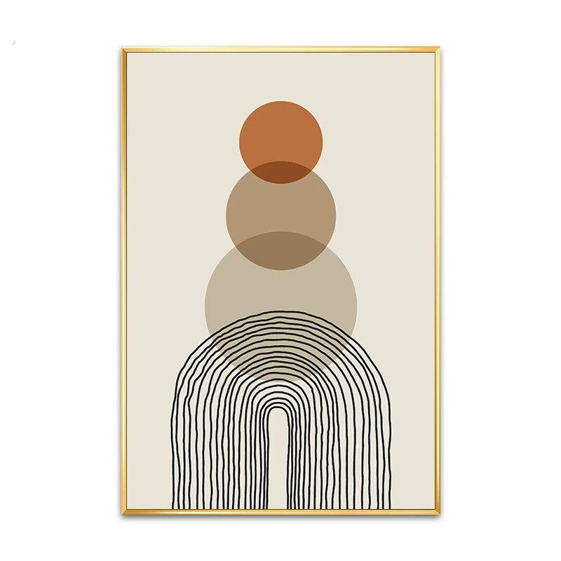 盈浩单幅客厅装饰画走廊玄关过道挂画不规则线条几何抽象壁画橙色