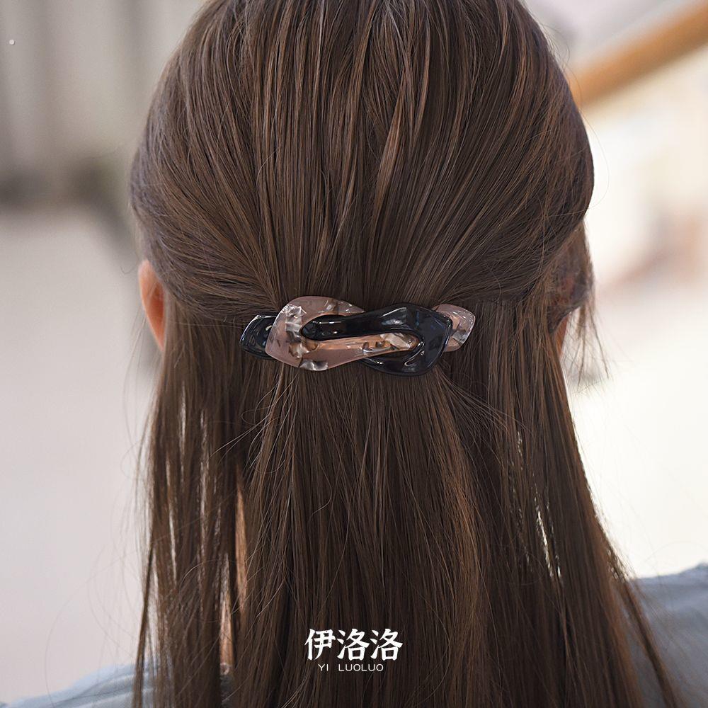 一字弹横发夹中号轻奢日韩轻巧后脑勺半扎发夹顶夹弹簧夹横夹发饰