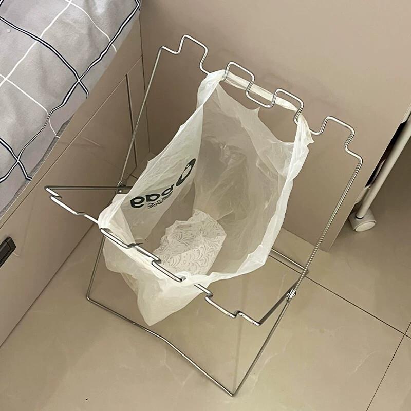 垃圾架不锈钢可折叠简易便携垃圾桶家用厨房专用免弯腰落地收纳架