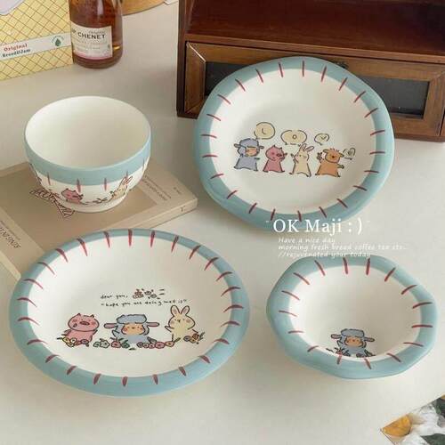 猫碗陶瓷罐头冻干餐盘宠物狗狗碟子可爱大口径可爱吃饭喝水碗食盆