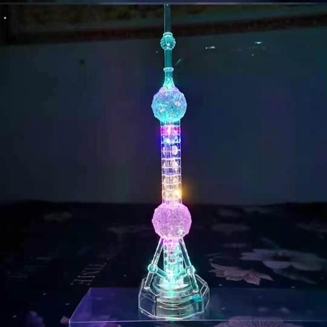 上海东方明珠模型东方明珠塔纪念品世界建筑模型摆件创意礼物亮灯