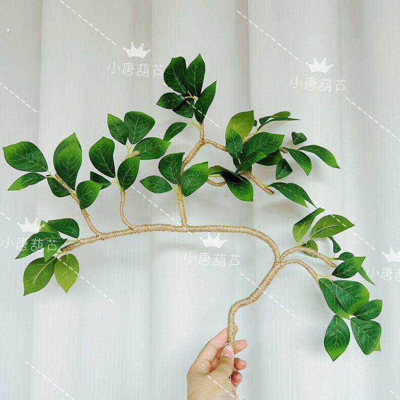 仿真葫芦叶子一棵藤上七个葫芦树叶藤条一整套仿真客厅编织绿叶半