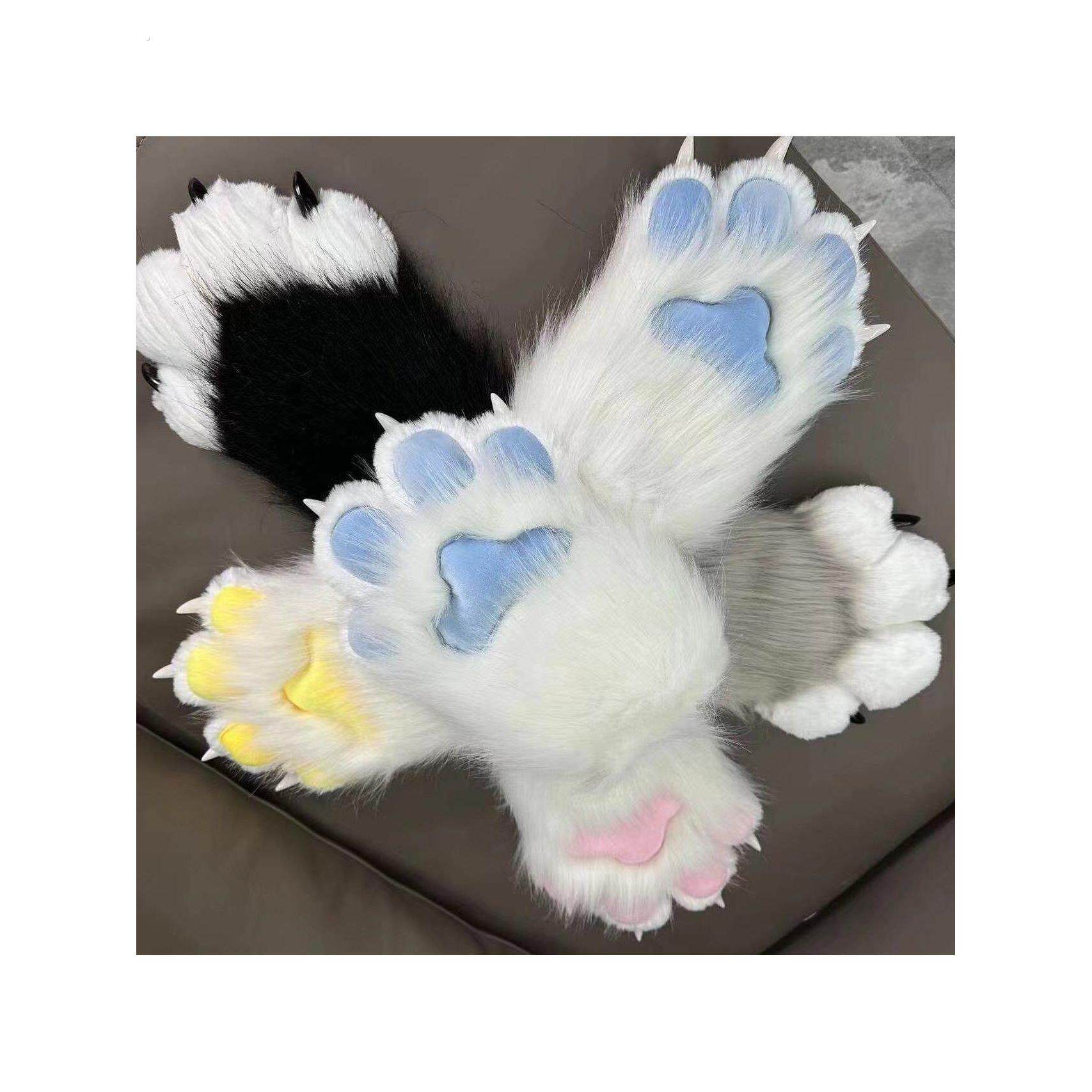 喵喵彩色毛毛服装爪子毛毛猫女孩手套爪子毛绒猫爪子手套爪子成品