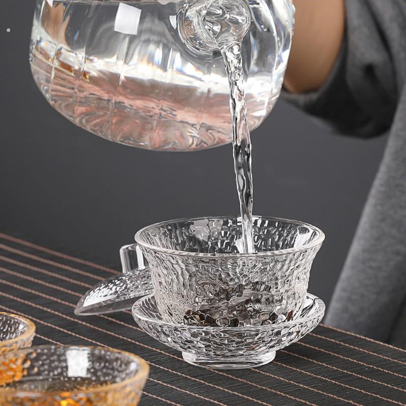 玻璃茶碗大号家用三才盖碗单个主人杯透明功夫茶具茶杯敬茶碗