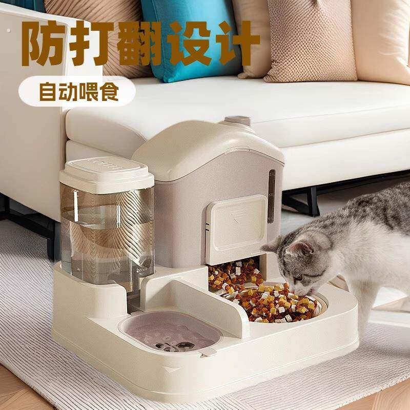 猫碗猫食盆雪屋自动喂食饮水器一体防打翻宠物猫咪小狗狗饭碗双碗