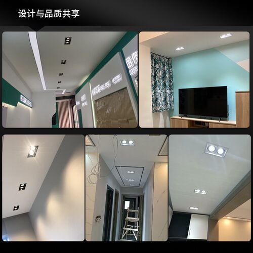led格栅灯双头三头方形筒灯铝网格葡萄架嵌入式商用斗胆灯cob射灯