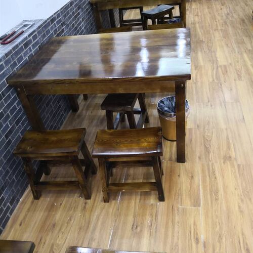 包邮碳化防腐桌椅小吃店烧烤面馆小户型实木快餐桌阳台桌椅套件
