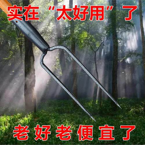 祖鲁叉户外叉铬钢叉手工打磨锋利户外出行 神器二齿叉